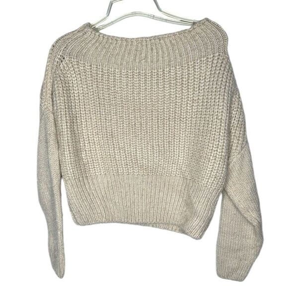 Lulus Feeling It Eyelash Knit Cropped Chunky Beige Sweater. Size Small. - Picture 1 of 8